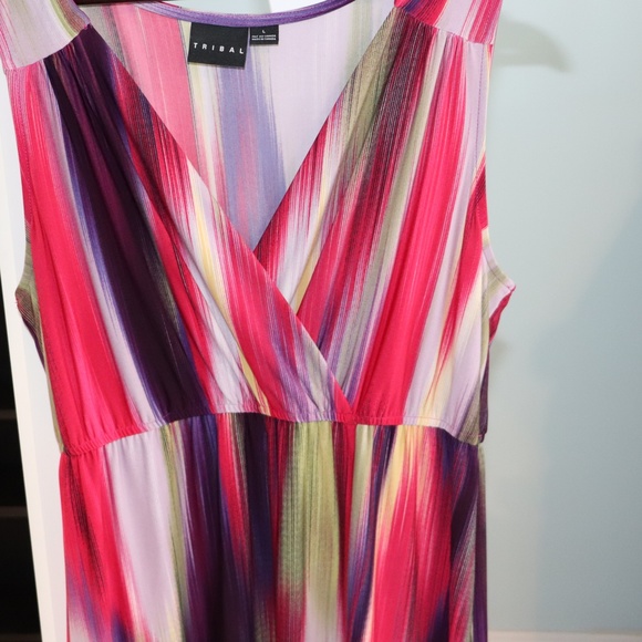 Midi high low dress by Tribal - Fuchsia, purple and green - Picture 3 of 4